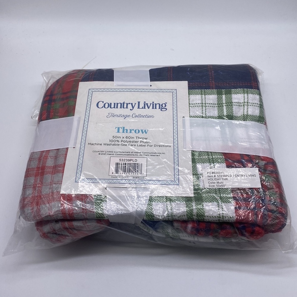 Country Living Heritage Collection Plaid Blanket Throw 50 Xβ 60 NEW